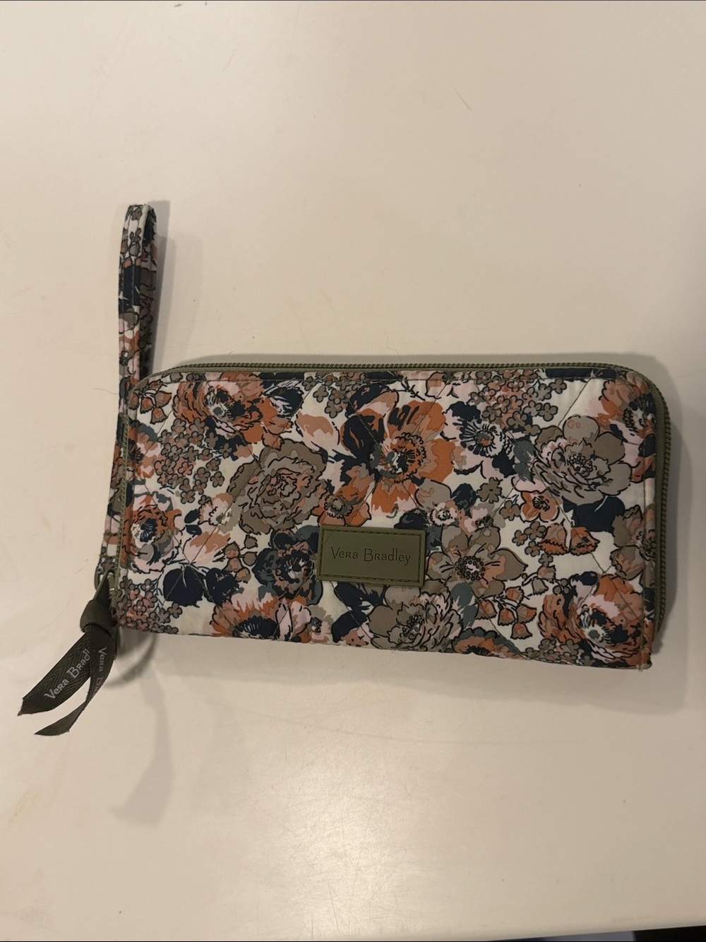 Vera Bradley Floral Zip-Around Wristlet Wallet - Cream, Navy & Peach